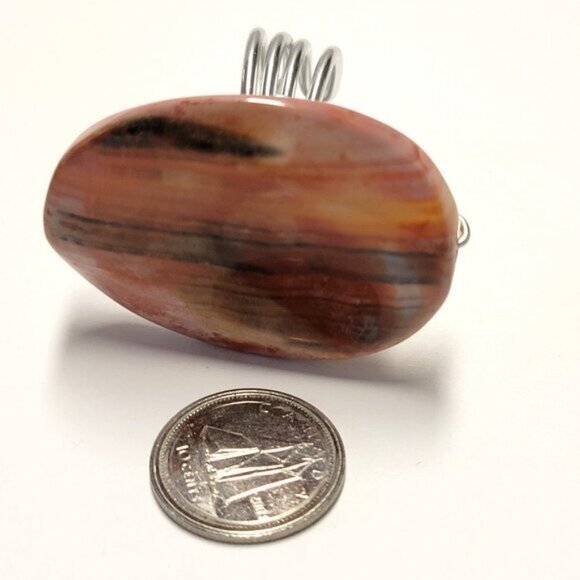 Pink Oval Ring Adjustable Band Handmade Semi Precious Ring - Picture 4 of 9